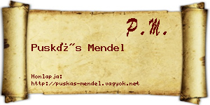 Puskás Mendel névjegykártya